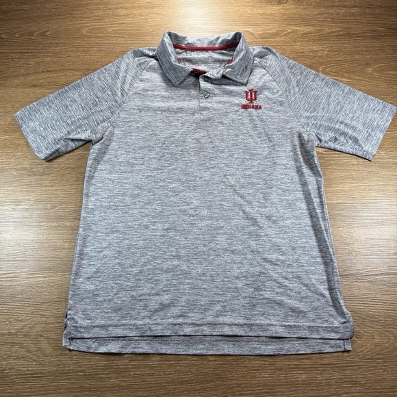 Colosseum Men's M Polo Shirt Indiana University IU Gray Heather Short Sleeve - Picture 1 of 7